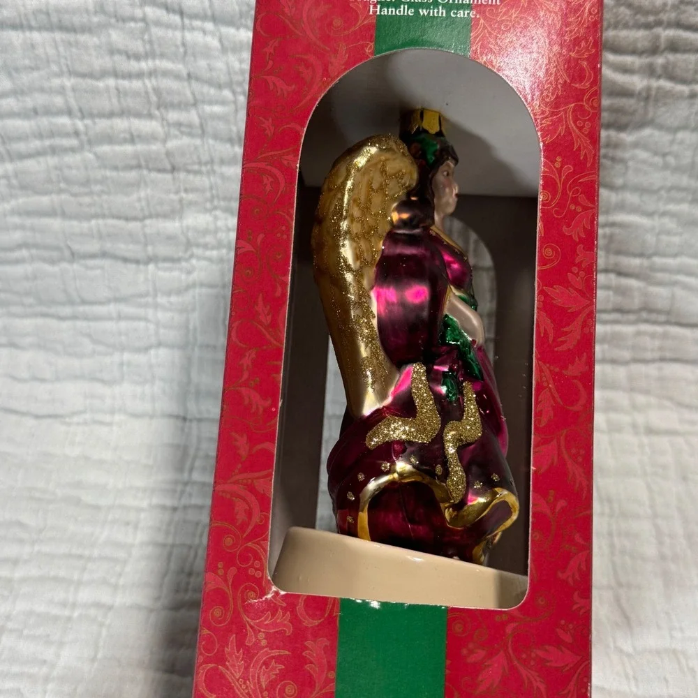 Vintage Brass Key‎ Large Glass Ornament Classic Angel Christmas Treasures